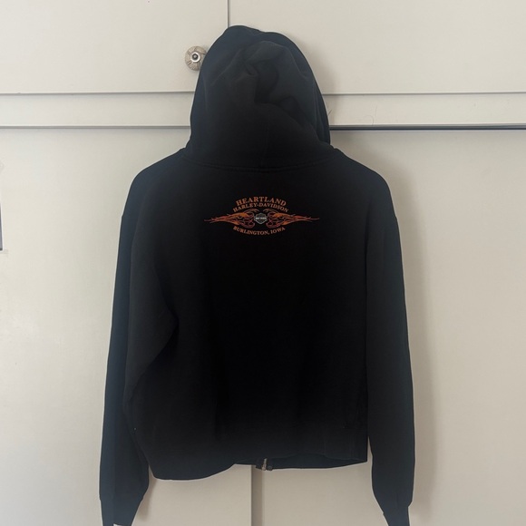 Harley-Davidson Black Zip-Up with Orange Eagle Design - Picture 6 of 7